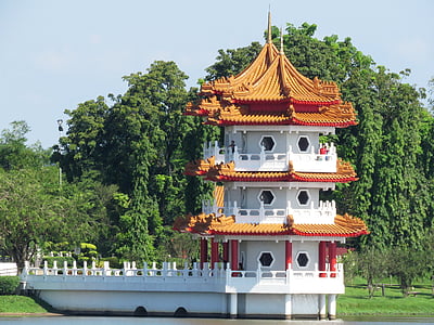 Singapore, kinesisk trädgård, eftermiddag, Asia, arkitektur, templet - byggnad, Kina - Asien