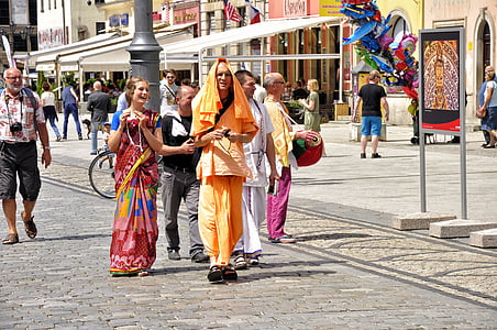 Hare krishna, kultúra, vallás, a művészet, utca, az emberek, öröm