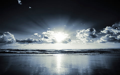 Plaża, światło, Natura, Ocean, na zewnątrz, morze, Seascape