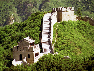 painting, artistic, china, great wall, great wall china, barrier, vast