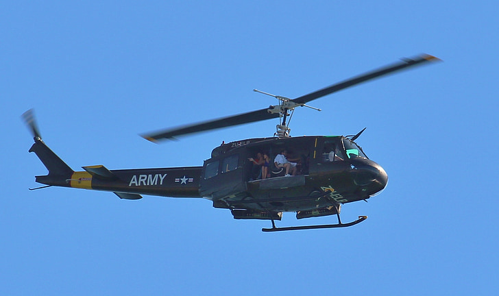 helikopteri, Bell uh-1 iroquois, huej, Lisää, turistit, lentää, roottori