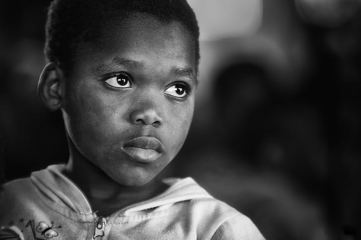 orphan, africa, african, child, portrait, black and white, poor
