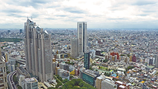 Japó, Tòquio, gratacels, edifici, ciutat, urbà, horitzó