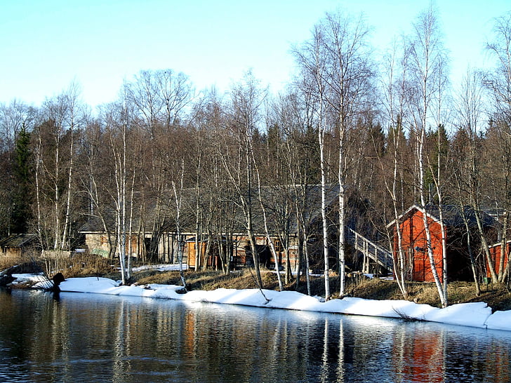 Oulu, Finlândia, paisagem, cênica, casas, casas, arquitetura