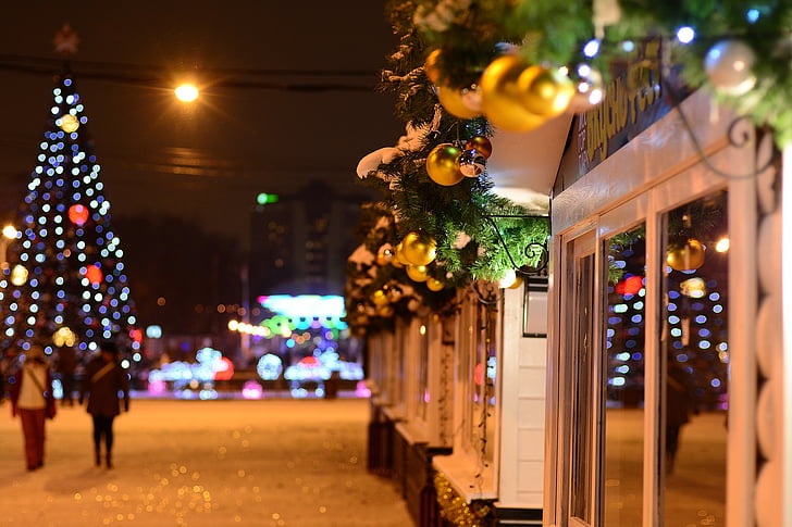 Selamat Tahun Baru, malam tahun baru, Moskow, adil, musim dingin, Kota, pohon Natal