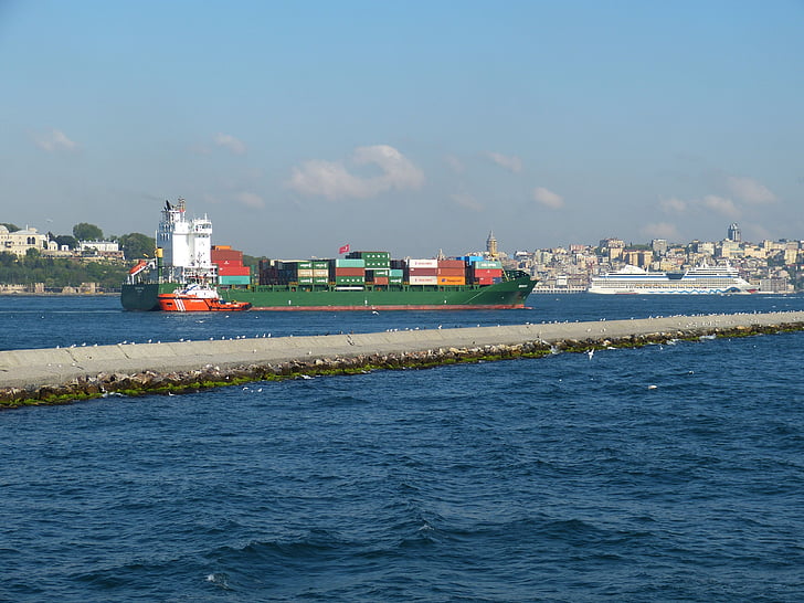 Istanbul, Turki, Orient, Bosphorus, kontainer, pengiriman, Selat