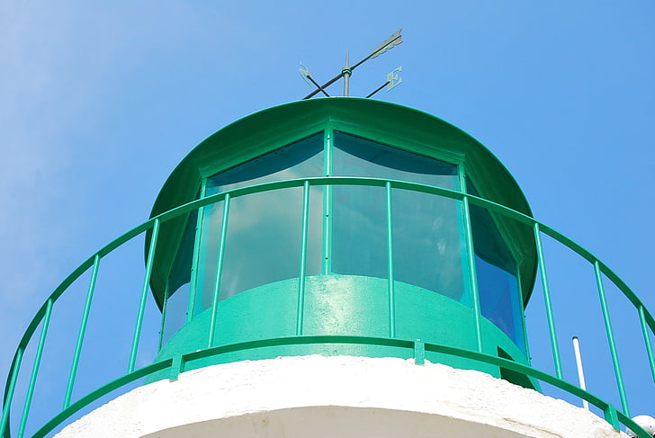 lighthouse, green, blue, coast