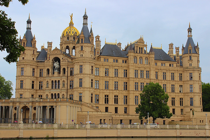 Schwerin, slott, Mecklenburg-Vorpommern, arkitektur, Tyskland, platser av intresse