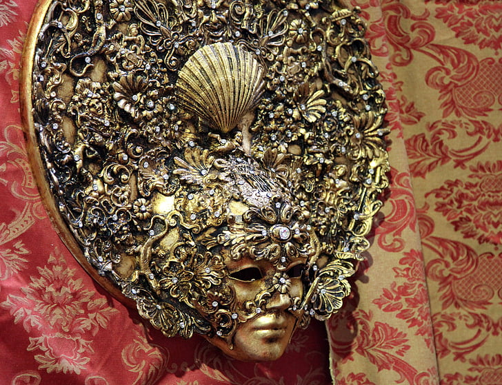 maska, kostīms, galvassegas, Venice, dekorēti, Panel, Karnevāls