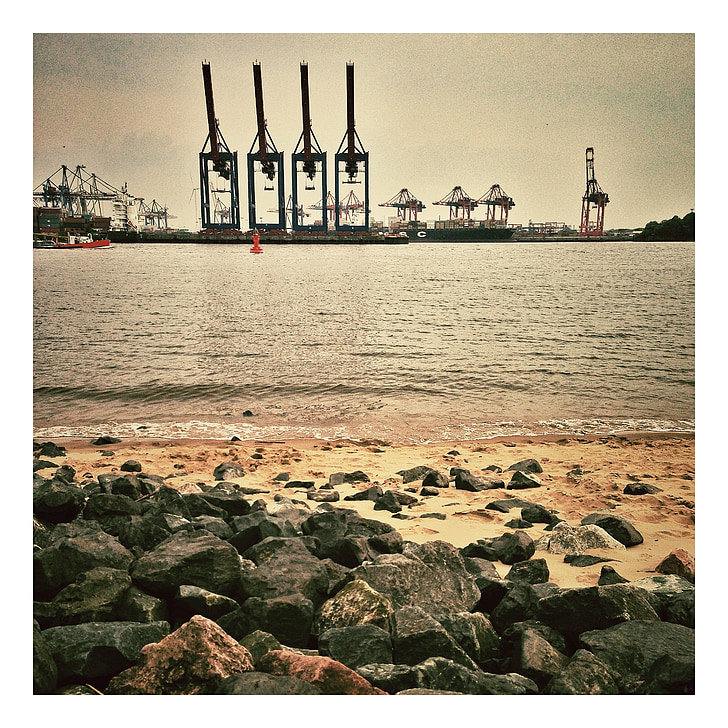 Hamburg, hamn, Tyskland, båtar, Boot, fartyg, behållare