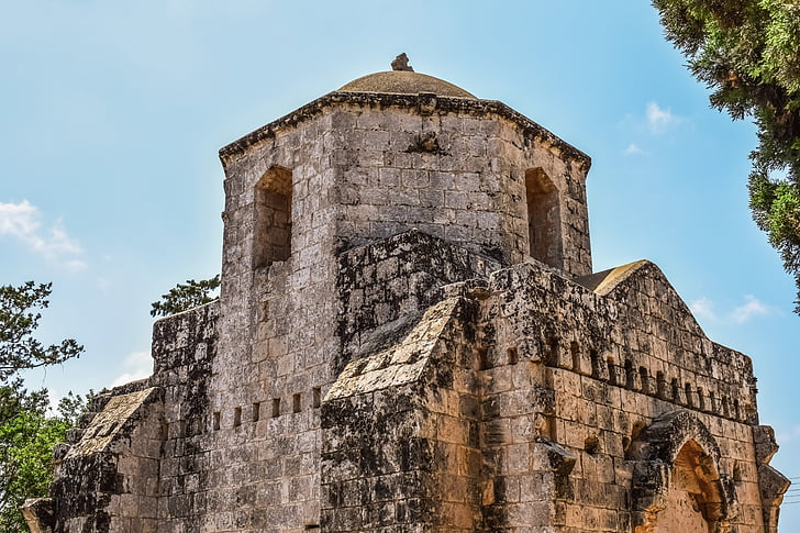 Ciprus, Sotira, Ayios mamas, templom, középkori, építészet, kő épített