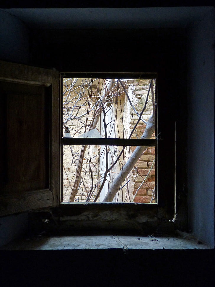 finestra, abandonat, símbol, abandonament