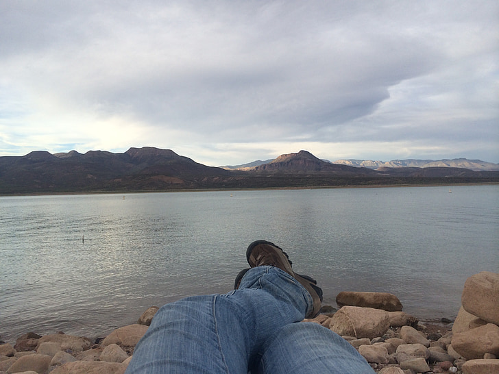 landskapet, avslappende, skyet, fjell, Lake, innsjøen roosevelt, Arizona