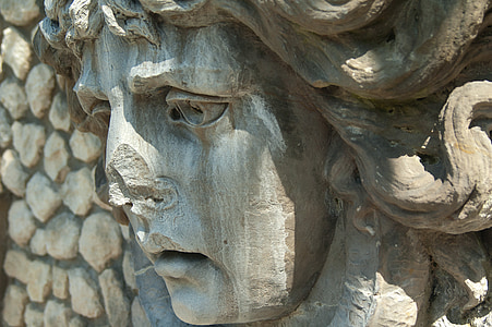 Relief, posąg, twarz, Rzeźba, kamień, Frankfurt am main, Niemcy, Pierścień mocowania