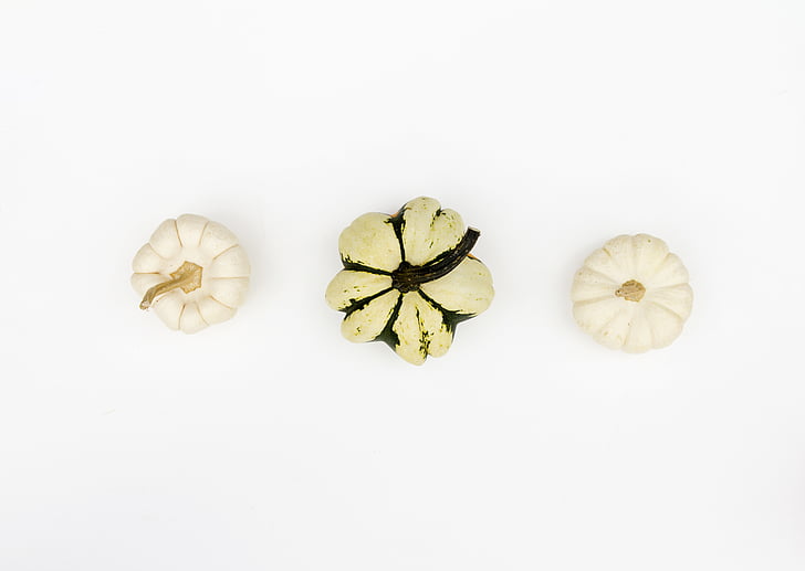 tre, hvid, gul, garlics, årstidens, Trio, græskar