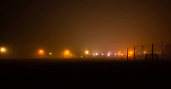 lights, fog, meadow, abendstimmung, pasture, lights game, mood