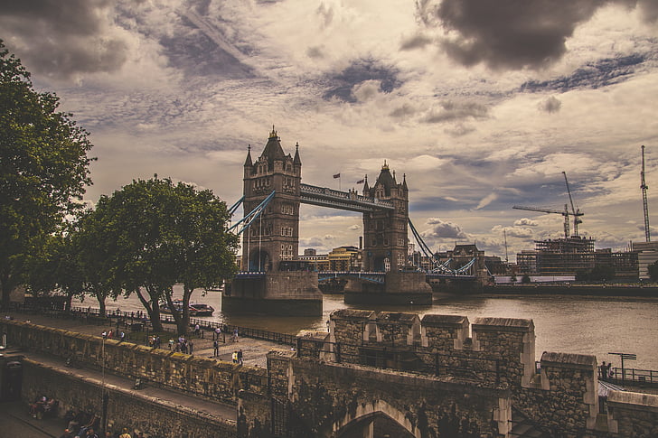 Тауэрский мост, мост, Лондон, Река, город, Англия, Thames