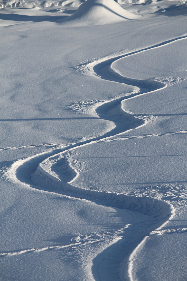 carril de la nieve, traza, nieve, zigzag, pista de snowboard, snowboard, invierno