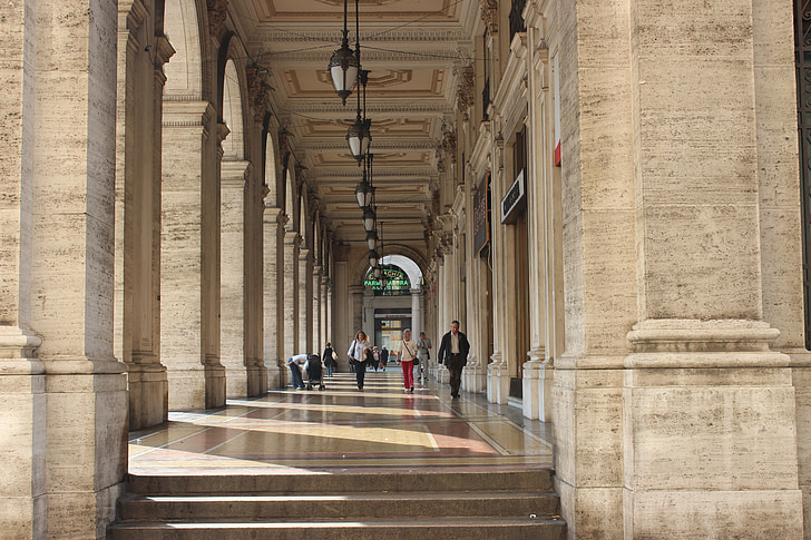 genoa, arcade, italy, city, portici, columns, liguria