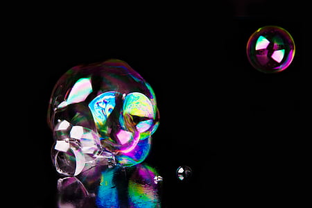 mýdlová bublina, Zátiší, černá, pozadí, více barevných, Abstrakt