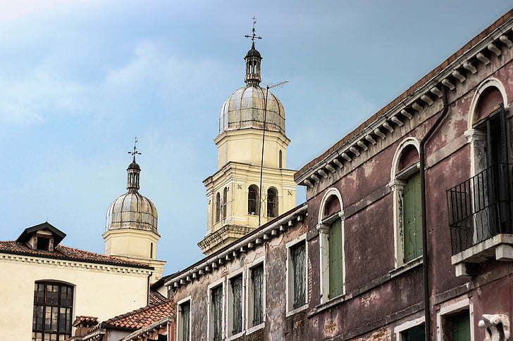 venetianska arkitektur, Cupola, kyrkan, Dome, klocktornet, gammal byggnad, Europeiska byggnad
