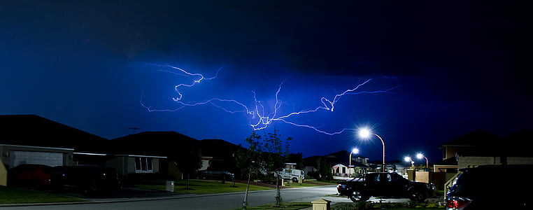 llamp, tempesta, Perth, Austràlia, nit