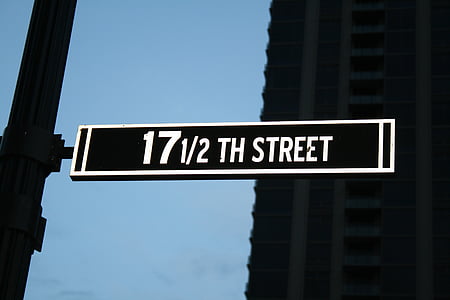 cartel de calle, nombre de la calle, signo de, 17