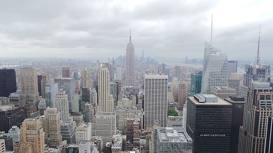 new york, empire state building, city, metropolis, cloudy, skyscraper