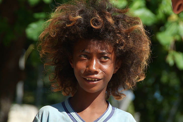 gens, grands cheveux, Native, Kid, africain