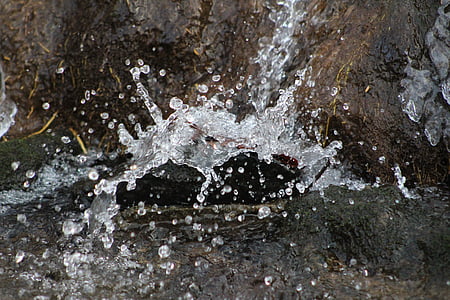waterfall, splash, water, cascade, splashing, drops, motion
