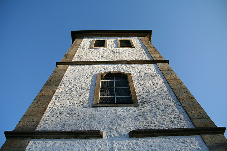 zvonik, bela, pogled iz dna, arhitektura