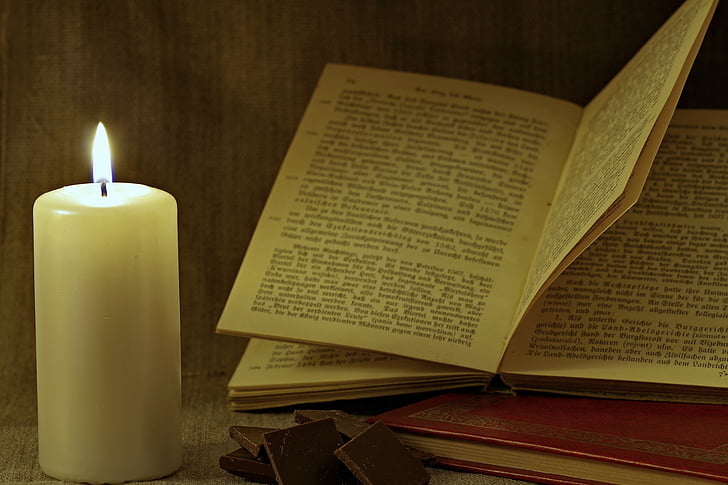 libro, candela, leggere, vecchio, Blackletter, sera, starodruk