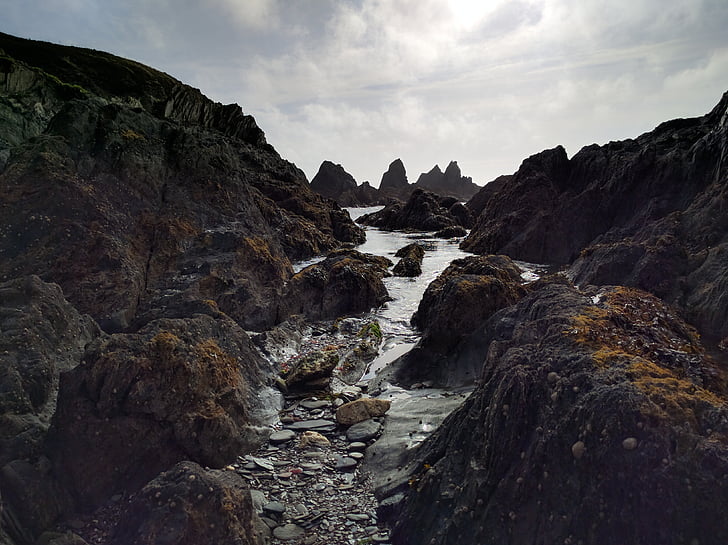 море, скали, крайбрежие, крайбрежни, Корнуол, Великобритания, природата