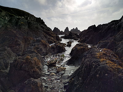 havet, sten, kyst, kystnære, Cornwall, UK, natur