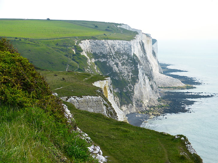 hvite klipper, klipper, Dover, sjøen, kysten, bane, unna