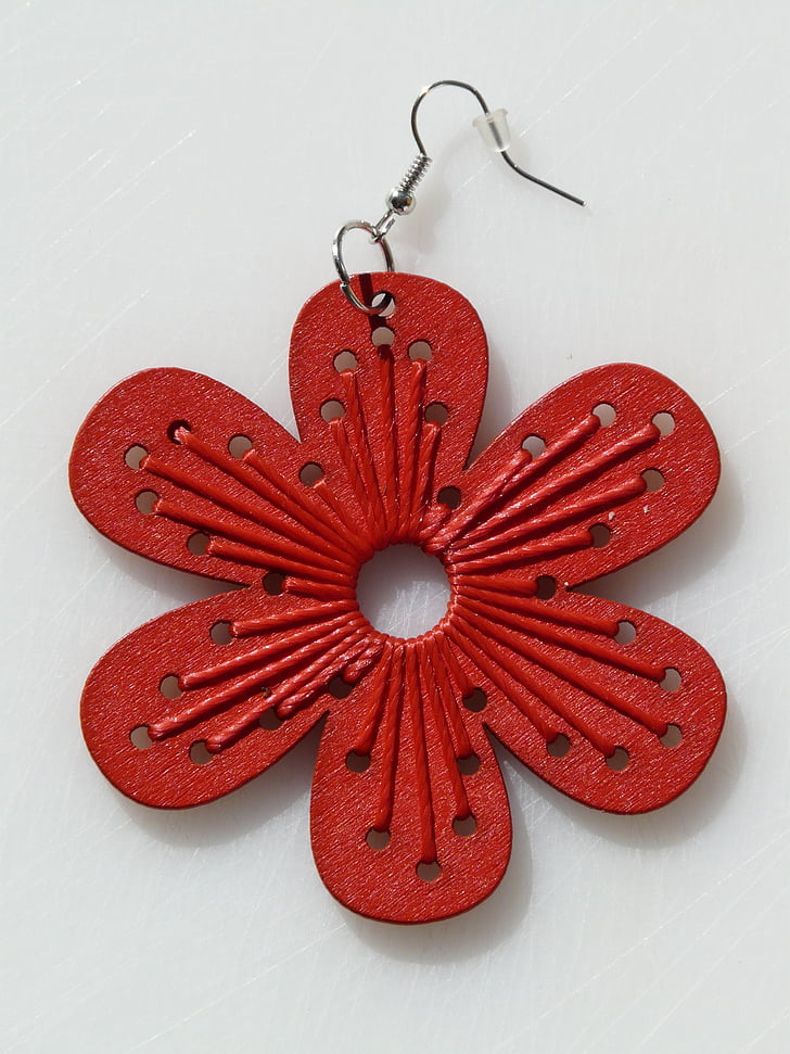 earrings, jewellery, red, wood, color, colorful, decoration