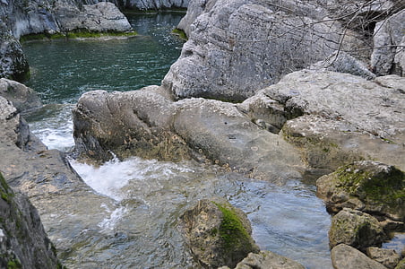 corriente, agua, roca, piedra, naturaleza, cascada