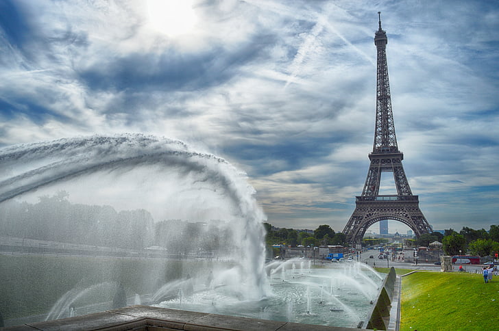 Tour, Eiffel, Pariisi, Fontana, Matkakohteet, arkkitehtuuri, rakennettu rakenne