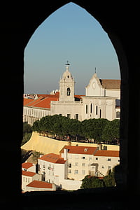 Lisabona, Portugalia, Castelul, Râul Tajo, fereastra, peisaj, Biserica