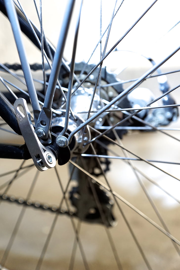 fiets, Velo, wiel, achterwiel, as, tot vaststelling van, snelsluiter spiesjes