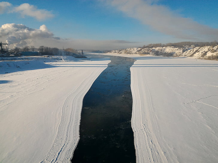 fiume, inverno, Tom, Siberia