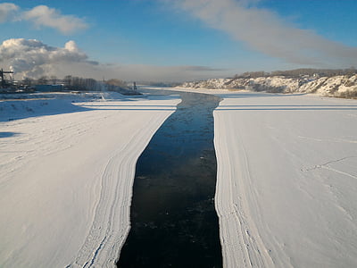 Sungai, musim dingin, Tom, Siberia