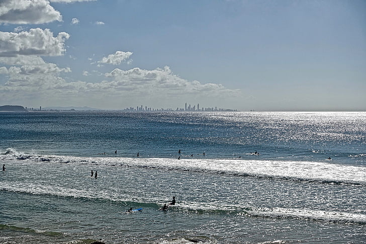 surf, ηλιακό φως, πόλη, Ακτή, ορίζοντα, Θαλασσογραφία, ασήμι