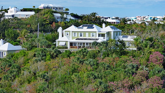 Bermuda, huizen, huis, het platform, reizen, landschap
