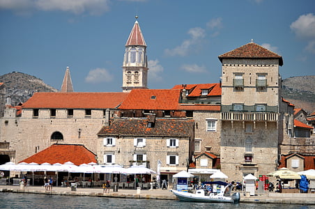 Riva, beira-mar, Trogir, Croácia, UNESCO, Europa, arquitetura