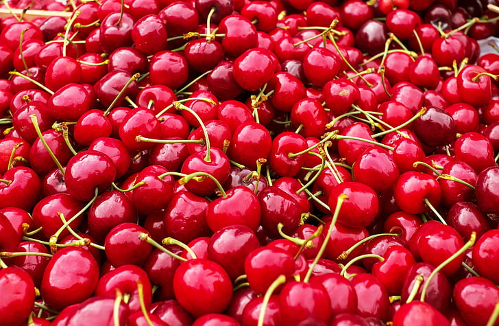 cherries, sweet cherries, heart cherries, fruit, red, fruity