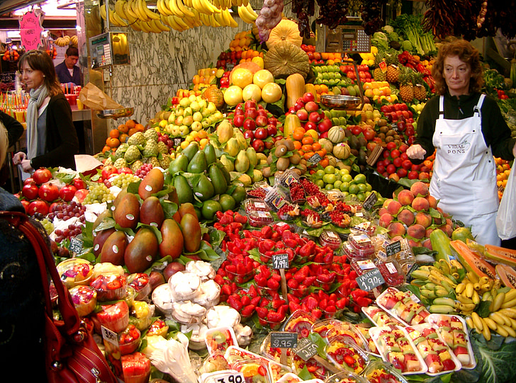 markkinoiden, hedelmät, vihannekset, terve, hedelmät, Ruoka, hedelmiä seistä