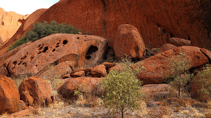 Australien, OutBack, klippformation, Uluru, platser av intresse, rostfritt, järn