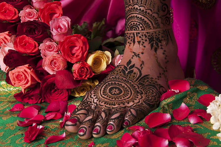 vzory Mehndi, Henna, nevesta, dizajn, Indický, Mehndi, tetovanie