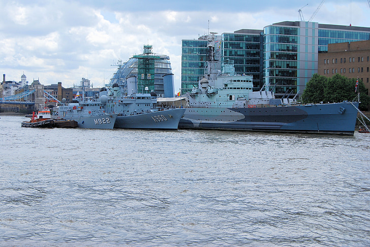 vojna mornarica, čolni, ladje, privezana, reka, London